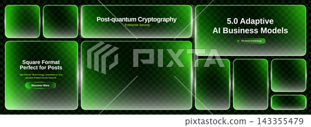 Neon green glass box with glowing text frame icon. 3D light button rectangle on game background. Web tech sign design for futuristic interface. Neon green glass box with glowing text frame icon. 3D light button rectangle on game background. Web tech sign design for futuristic interface. 143355479