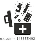 first aid kit icon, first aid sign, medical set, flat vector illustration on a white background 143355492