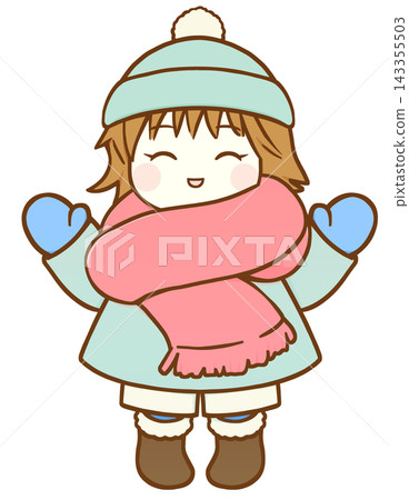 A girl on a cold day (both hands, smiling) A girl on a cold day (both hands, smiling) 143355503