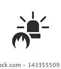fire alarm, emergency siren icon, ambulance route alarm, flat vector illustration on a white background 143355509