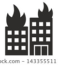 fire icon, house on fire, flat vector illustration on a white background 143355511