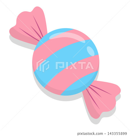 Pink and Sky Blue Striped Wrapped Candy Vector Illustration Pink and Sky Blue Striped Wrapped Candy Vector Illustration 143355899