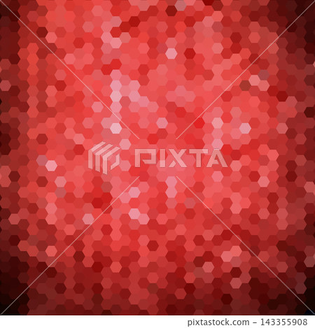 Abstract geometric background with dark red mosaic of small hexagons and vignette seamless pattern. eps 10 Abstract geometric background with dark red mosaic of small hexagons and vignette seamless pattern. eps 10 143355908