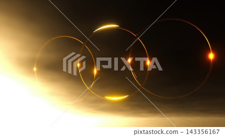 Abstract backdrop with gold rings. Computer generated 3d render Abstract backdrop with gold rings. Computer generated 3d render 143356167
