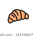 A flat vector illustration of a delicious, freshly baked croissant. 143356627