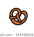 Flat vector illustration of a traditional German bread, a pretzel. 143356628