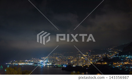 Cityscape of Monte Carlo at night timelapse, Monaco. 143356987