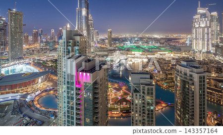 Dubai downtown day to night timelapse Dubai downtown day to night timelapse 143357164