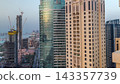 Modern skyscrapers in Jumeirah beach residence in Dubai, JBR aerial timelapse 143357739