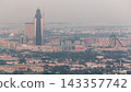 Aerial view of neighborhood Deira and Dubai creek with typical old and modern buildings timelapse. 143357742