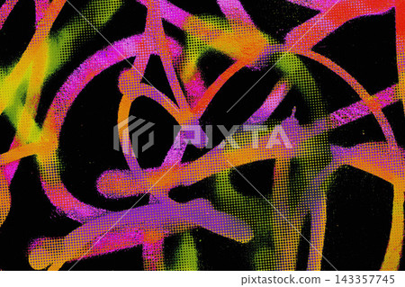 Abstract Neon Orange and Pink Graffiti Halftone Background for Street Art Design 143357745