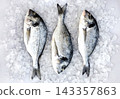 Sea bream fish from market, fresh fish cooking background 143357863