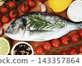 Sea bream fish from market, fresh fish cooking background 143357864