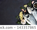 Sea bream fish from market, fresh fish cooking background 143357865