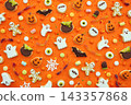 Halloween sweeties fun food mix: ghosts and mummies, pumpkins and eyes, skeletons and candies. Party spooky sweet handmade cookies 143357868