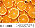 Colorful bright background of ripe sweet citrus oranges, fresh orange fruits background 143357874