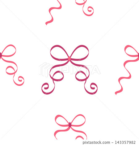 Seamless pattern with cartoon doodle bow knots, gift ribbons. Trendy hair braiding accessory. Hand drawn. Minimalist Seamless pattern with cartoon doodle bow knots, gift ribbons. Trendy hair braiding accessory. Hand drawn. Minimalist 143357982