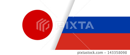 俄日國旗組合設計：國際交流插畫素材 143358098