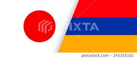 亞美尼亞與日本國旗組合設計：國際交流插圖素材 143358102