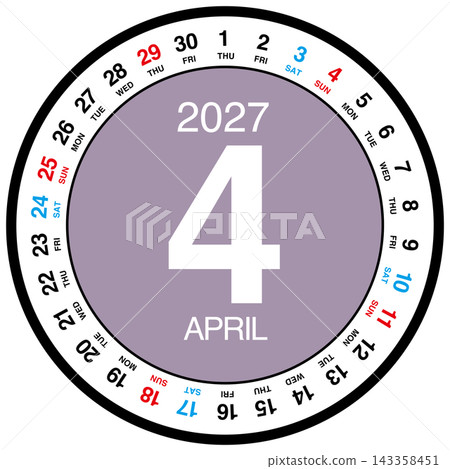 2027年4月圓形日曆 2027年4月圓形日曆 143358451