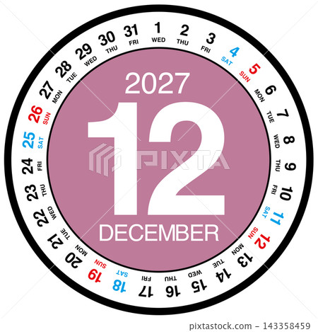 Circular calendar for December 2027 Circular calendar for December 2027 143358459