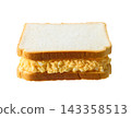 egg salad sandwich isolated . Homemade egg sandwich for breakfast isolated on a white background . 143358513