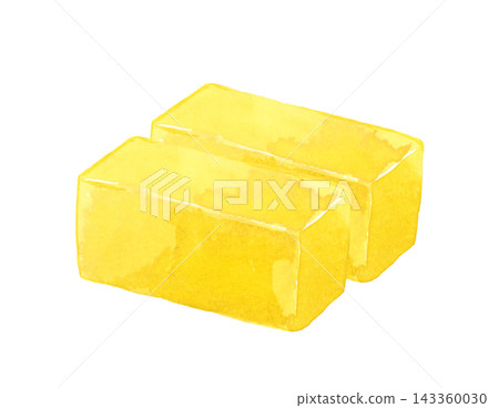 Sweet potato jelly (2 slices) - Hand-drawn watercolor illustration material 143360030