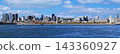 Panoramic view of Montreal skyline in autumn with Saint Lawrence River on the foreground 143360927