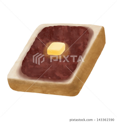 Illustration of bean paste and butter toast Illustration of bean paste and butter toast 143361590