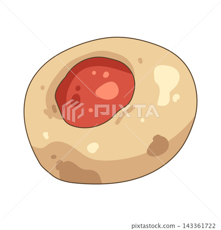 Illustration of cookie with red jam filling 143361722