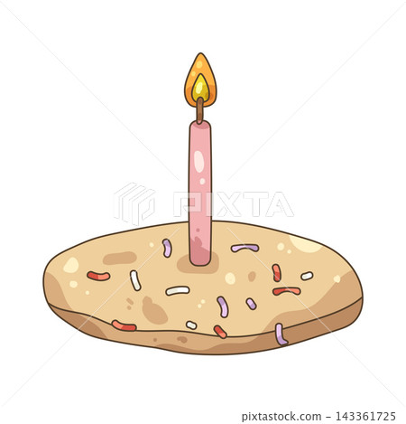 Illustration of birthday cookie with candle Illustration of birthday cookie with candle 143361725
