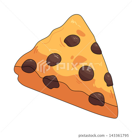 Illustration of slice of chocolate chip cookie 143361795