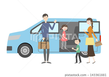 Family getting into a family car Family getting into a family car 143361881