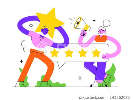 Rate Us Vector Illustration Featuring Customer Reviews, Five Star Rating, Feedback, Satisfaction and Positive Experience Rate Us Vector Illustration Featuring Customer Reviews, Five Star Rating, Feedback, Satisfaction and Positive Experience 143362073
