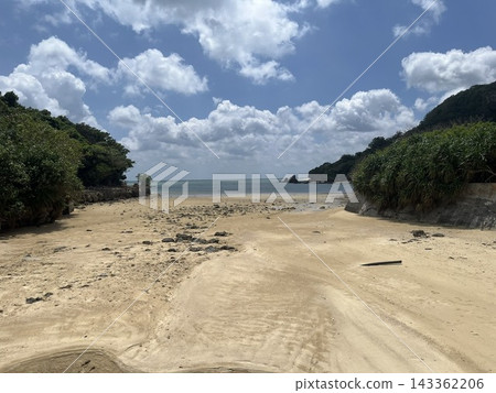 淺海岸和遠處可見海 淺海岸和遠處可見海 143362206