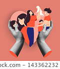 Mother concept with heart shape and hands in retro collage illustration Mother concept with heart shape and hands in retro collage illustration 143362232