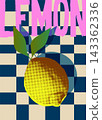 Fresh yellow lemon on a checkered tablecloth. Vector illustration ideal for posters, cards, and fabric printing. Fresh yellow lemon on a checkered tablecloth. Vector illustration ideal for posters, cards, and fabric printing. 143362336