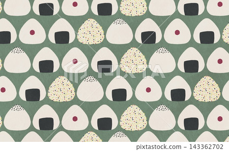 Pattern of lined-up rice balls (green) Pattern of lined-up rice balls (green) 143362702