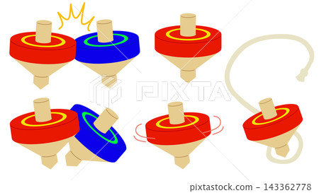 Spinning top illustration set Spinning top illustration set 143362778