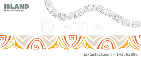 Traditional Tiki Tribal Border Decorative Elements Traditional Tiki Tribal Border Decorative Elements 143362880