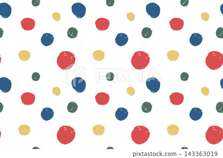 Funky Colorful Polka Dot Seamless Pattern with Uneven Spots 143363019