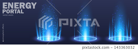 Blue Hologram Portal Light Effects Blue Hologram Portal Light Effects 143363032