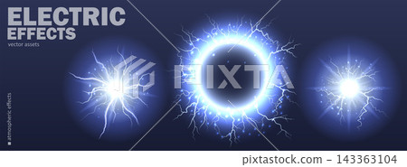 Realistic Lightning Effects Vector Collection 143363104