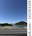 A view of the Kiso River on a clear autumn day. 143363109