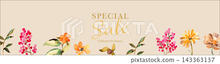 Watercolor Flower Sales Campaign Ad Template Set Watercolor Flower Sales Campaign Ad Template Set 143363137
