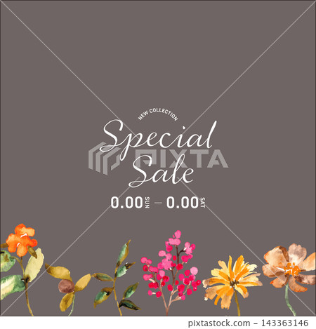 Watercolor Flower Sales Campaign Ad Template Set Watercolor Flower Sales Campaign Ad Template Set 143363146