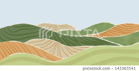 Field Tea Curved Plantation Rows Field Tea Curved Plantation Rows 143363541