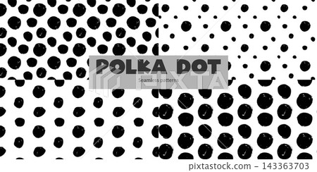 Black and White Cute Polka Dot Seamless Pattern with Doodle Spots Black and White Cute Polka Dot Seamless Pattern with Doodle Spots 143363703