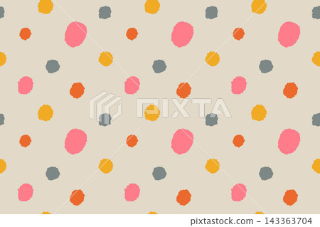 Colorful Pastel Polka Dot Seamless Pattern with Irregular Spots 143363704