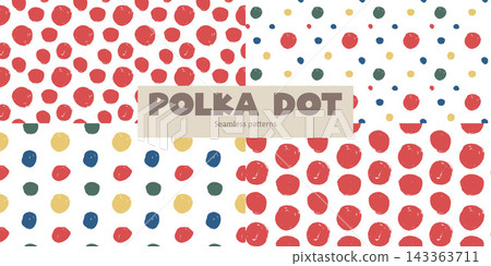 Colorful Polka Dot Seamless Pattern with Playful Scattered Dots Colorful Polka Dot Seamless Pattern with Playful Scattered Dots 143363711
